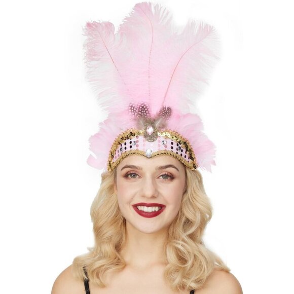 Feather Headpiece Women Mardi Gras Showgirl 1920s Flapper Costume Accessory
